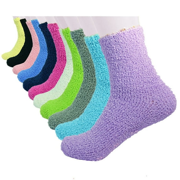 Glory Max Women's Soft Cozy Fuzzy Socks Non-Skid Solid Fluff Plush Home Slipper Socks - 4 Pairs
