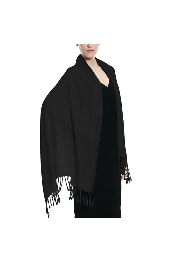 Glory Max Women's Soft Silky Pashmina Shawl Wrap Scarf, Black