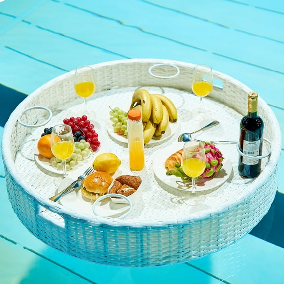 Glory Patio Large Round Serving Tray for Pool Floats, Sandbars, Spas, Parties