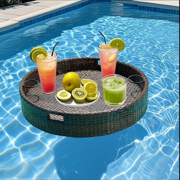 Glory Patio Large Round Serving Tray for Pool Floats, Sandbars, Spas, Parties
