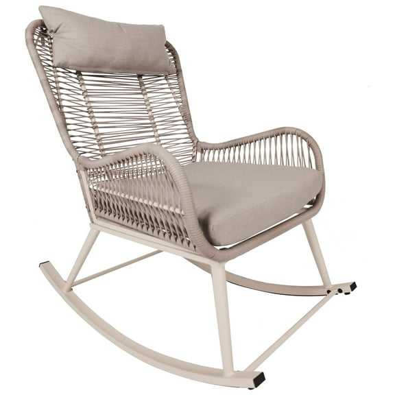 Glory Patio Modern Rocking Chair for Adults, Gray Steel with Removable Cushion, 1 Piece