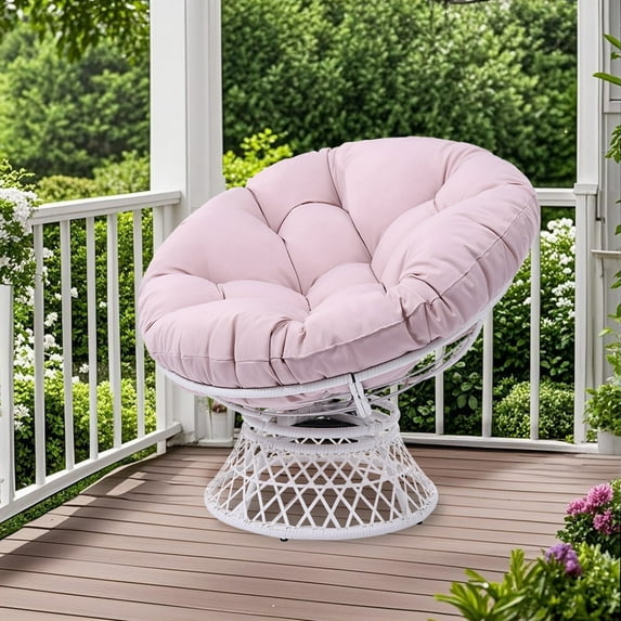 Glory Patio Papasan Swivel Chair with Padded Cushion (pink)