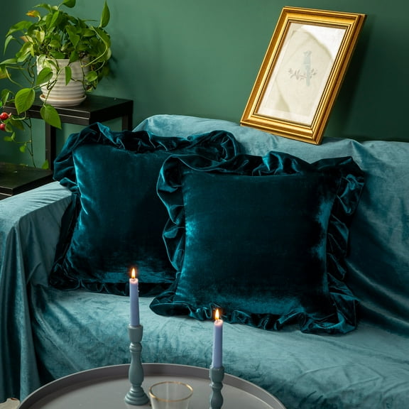 Glory Season Throw Pillow Cover Soft Decorative Square Cushion Case for Sofa Couch Pack of 2,18x18in,Malachite Green