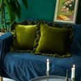 thumbnail image 1 of Glory Season Throw Pillow Cover Soft Decorative Square Cushion Case for Sofa Couch Pack of 2,18x18in,Olive Green, 1 of 7
