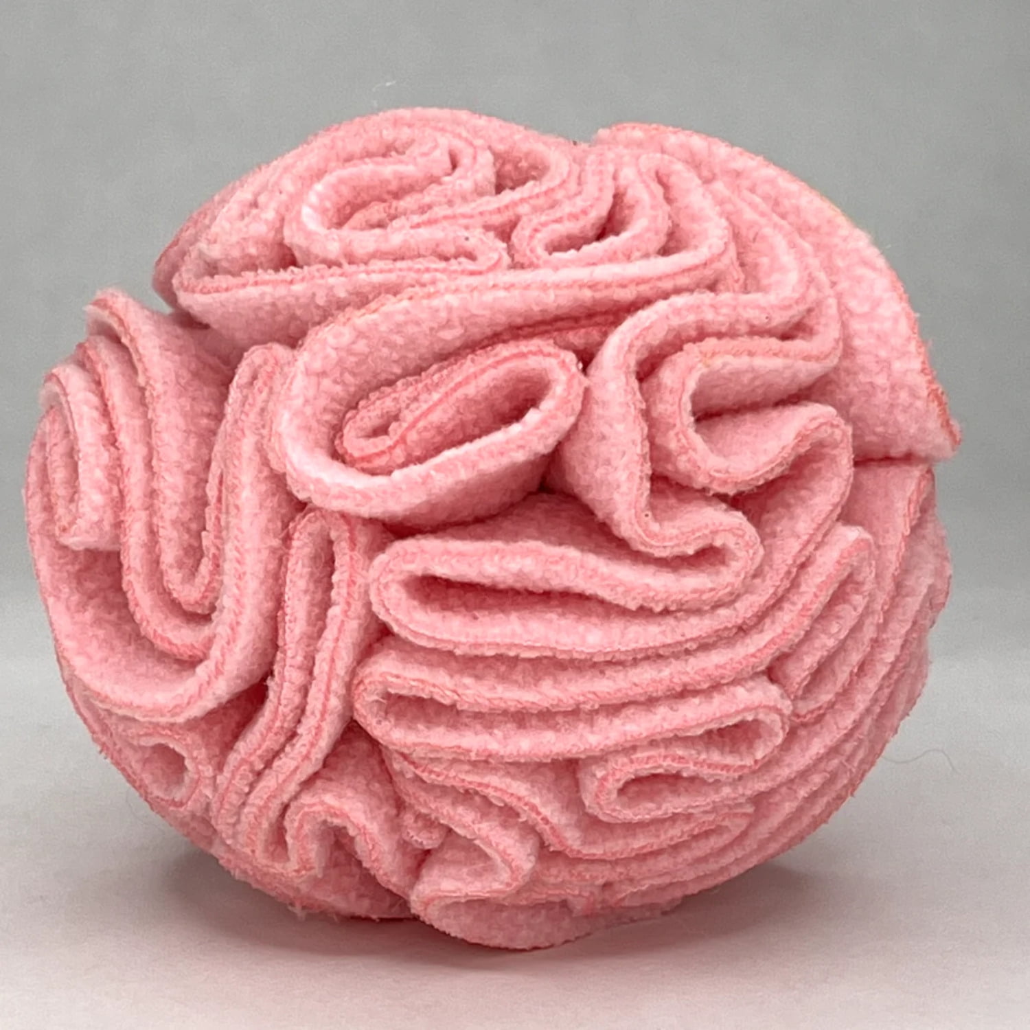 Small Pink Fleece Snuffle Treat Dispenser Ball