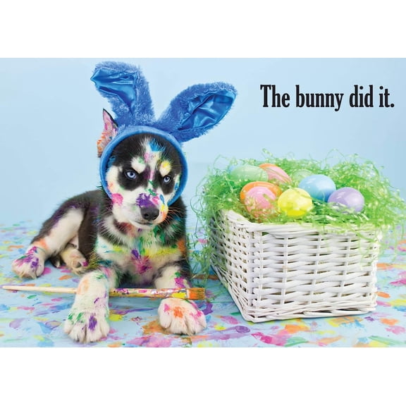 Glory To Dog The Bunny Did It Happy Easter Greeting Card with Mailing Envelope