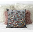 thumbnail image 1 of Glory of Flowers Peacock Throw Pillow with Removable Cover in Gray Red Blue Yellow 18x18, 1 of 8
