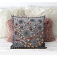 thumbnail image 1 of Glory of Flowers Peacock Throw Pillow with Removable Cover in Gray Red Blue Yellow 20x20, 1 of 9