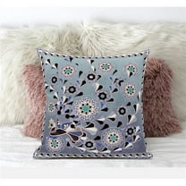 Glory of Flowers Peacock Throw Pillow with Removable Cover in Purple Blue Gray 16x16