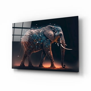 Glory of an Elephant Glass Wall Art || Designer Collection