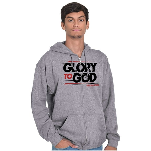 Glory to God Jesus Christ Faithful Unisex Fleece Graphic Zip Up Hoodie Brisco Brands 5X