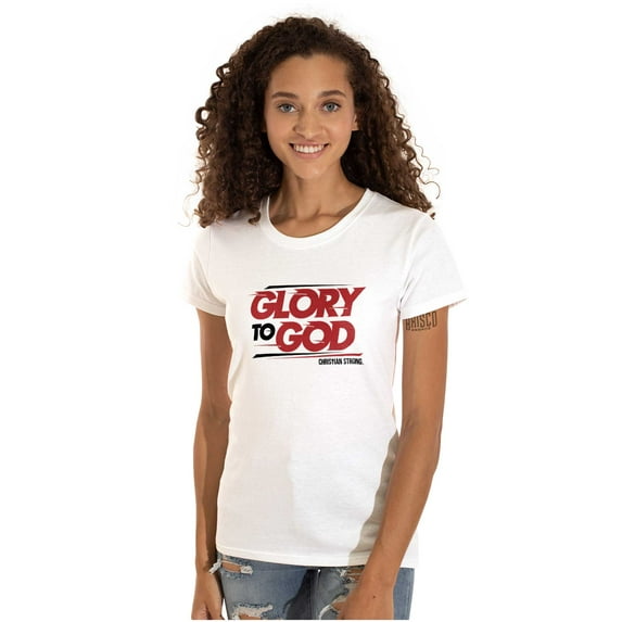 Glory to God Jesus Christ Faithful Womens Slim Fit Graphic Tee Brisco Brands L