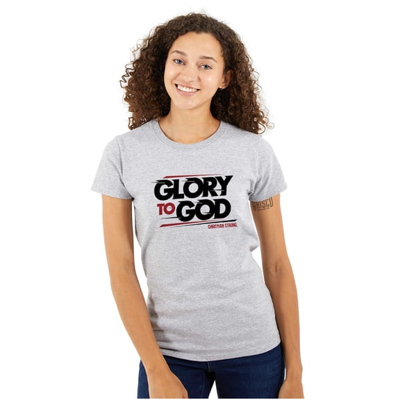 Glory to God Jesus Christ Faithful Womens Slim Fit Graphic Tee Brisco Brands S