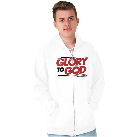 Glory to God Jesus Christ Faithful Unisex Fleece Graphic Zip Up Hoodie Brisco Brands 4X