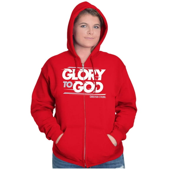 Glory to God Jesus Christ Faithful Zip Up Hoodie Men's Women's Brisco Brands S