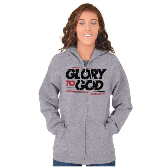 Glory to God Jesus Christ Faithful Zip Up Hoodie Men's Women's Brisco Brands S