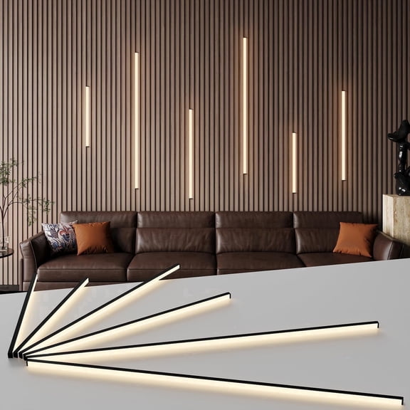 GloryAir 6 Pack LED Recessed Light for Wood Slat, Black Adhesive LED Panel Lights 3000K Warm White Touch Control Lamps for Wood Slat Acoustic Panels, Headboard & Stairway