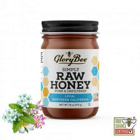 GloryBee Raw Local Northern California Honey 18oz SINGLE Jar