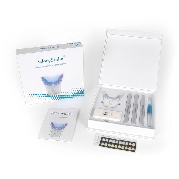 GlorySmile Teeth Whitening Set - 32 LED units, 4 gel packs. Suitable for sensitive teeth.