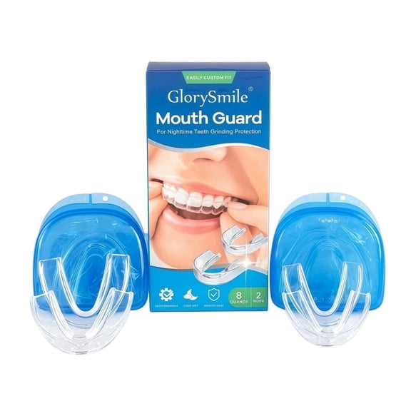 GlorySmile Night Guard Anti-Tooth Grinding Device - Motion Tooth Protector - Sleep Anti-Snoring Appliance - 8-piece Family Set