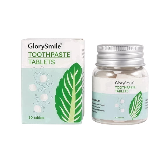GlorySmile Toothpaste Tablets, Dual-Purpose For Brushing & Rinsing Teeth, 30 Count Travel-Sized, Mint Flavor