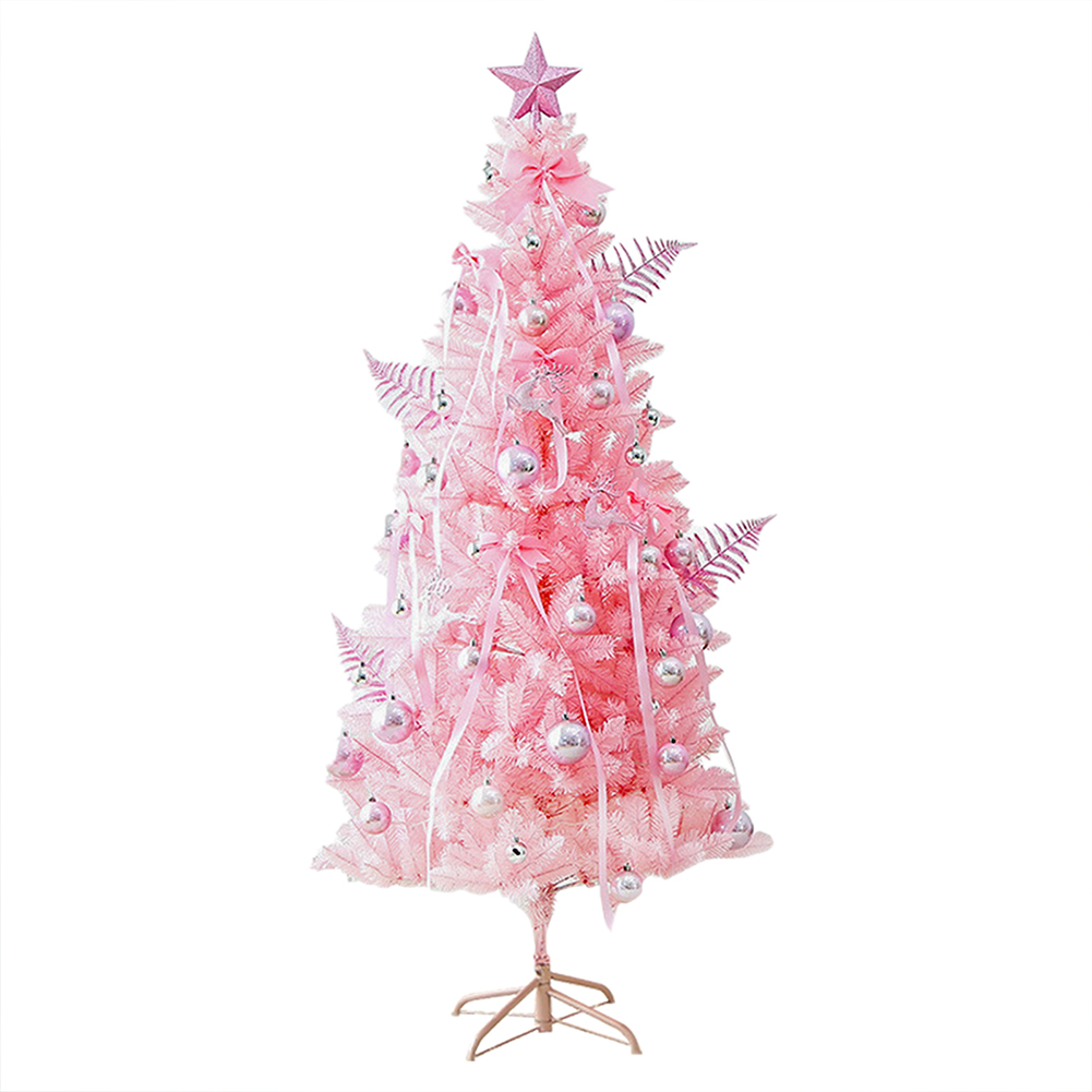GlorySunshine Artificial Pink Christmas Tree Set with Metal Stand Easy