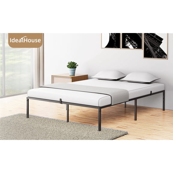 GlorySunshine Full Size Bed Frame, Heavy Duty Metal Frames with Steel Slats Support, No Box Spring Needed Non-Slip and Noise-Free, Black (Full)