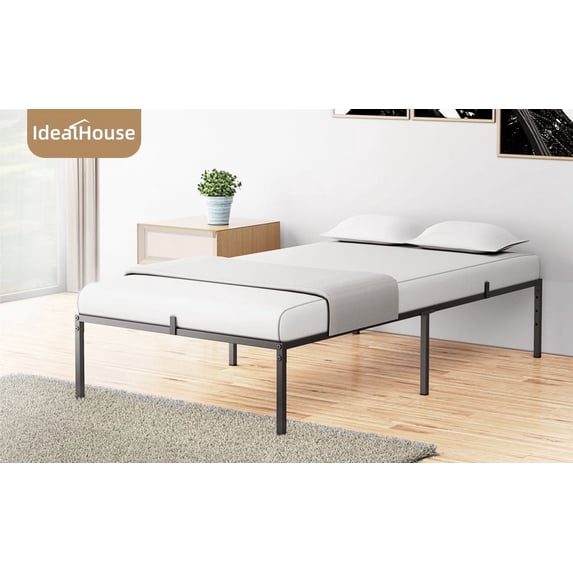 GlorySunshine Twin Size Bed Frame, Heavy Duty Metal Frames with Steel Slats Support, No Box Spring Needed Non-Slip and Noise-Free, Black (Twin)
