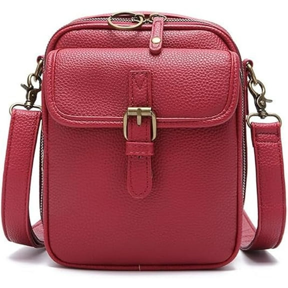 Gloryboom Crossbody Leather Bag, Trendy Storage Casual Shoulder Fashion Multi-Layer Women's Leather Bag