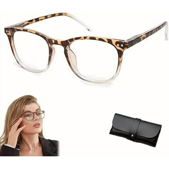 Gloryboom Glasses, Color Changing Anti Blue Light Presbyopia Glasses, Women's Sexy Leopard Print Reading Glasses(Transparent,+1)