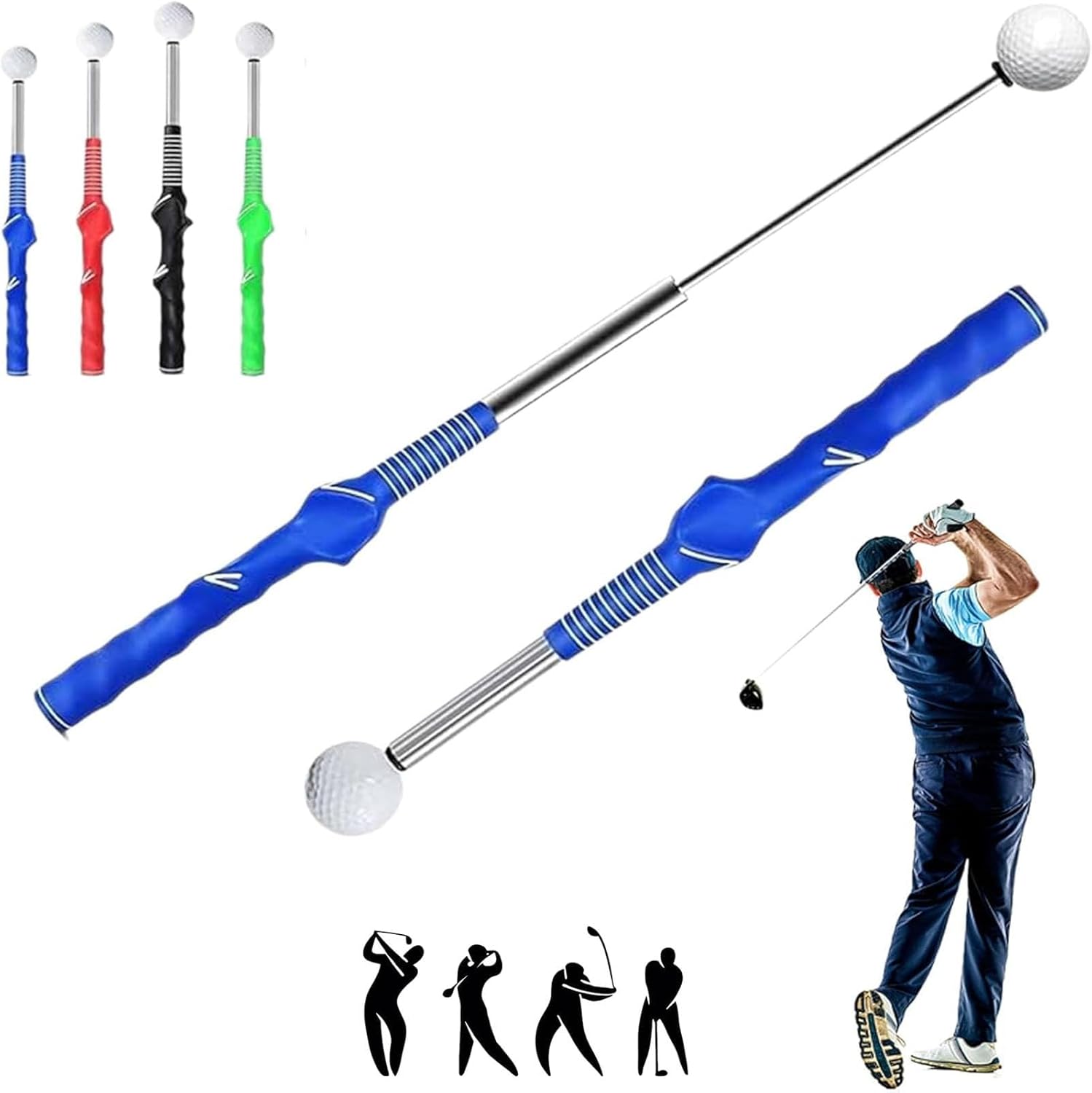Entraîneur De Swing Et De Prise De Golf - Club Télescopique Pondéré, Pour Améliorer Distance Et Technique