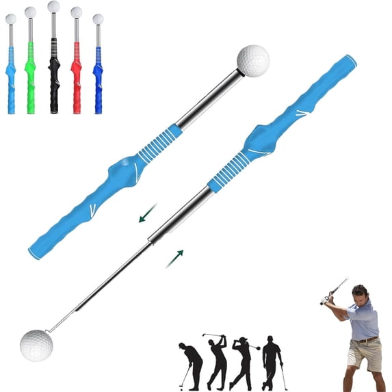 Telescopic Golf Swing Training Aid, Retractable Grip Trainer with Click Feedback for Right & Left-Handed Golfers, Strength Practice Tool