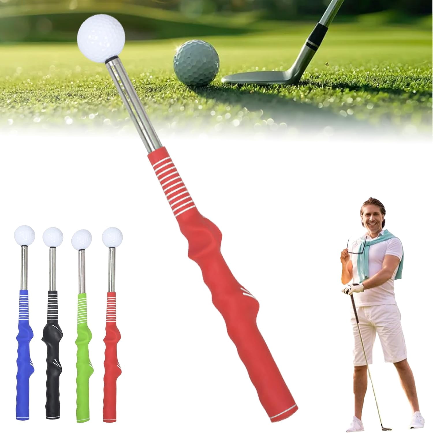 Entraîneur De Swing Et De Prise De Golf - Club Télescopique Pondéré, Pour Améliorer Distance Et Technique - 12