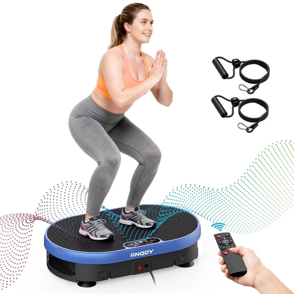 Anqdy Vibration Plate Exercise Machine for Lymphatic Drainage Weight Loss Whole Body Workout,with 2 Loops for Home Exercise Gym 350lb Capacity