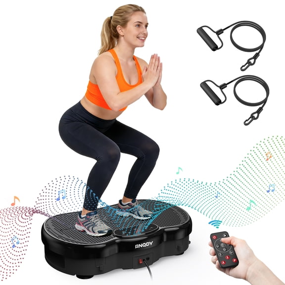 Anqdy Vibrating Plate Muscle Toner, Whole Body Exercise Machine with 2 Loops for Home Exercise Gym 350lb Capacity