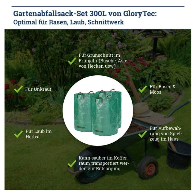 Glorytec 3-Pack 80 Gallons Garden Bag - Extra Large Reusable Leaf Bags ...