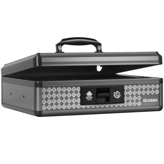 Glosen Glosen Safe, Extra-Large Cash Box with Key Lock, Removable Coin Tray, 13.5*11.4*5.3inch Black Money Box