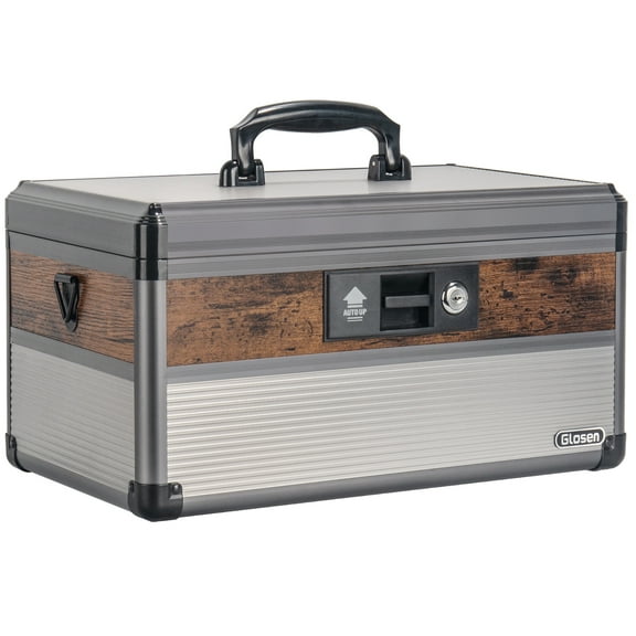 Glosen Medicine Lock Box,locking medicine box, 14 x 8.85 x 7.5 Inch,lock box, First Aid Key Safe Box,Lock Box for Medication