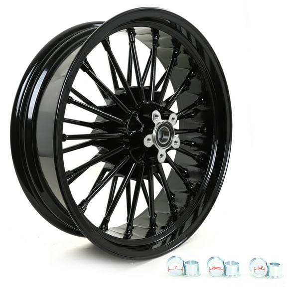 Gloss Black 18"x5.5" 36 Fat Spokes Tubeless Rear Wheel for Harley Dyna Touring Bagger 84-08