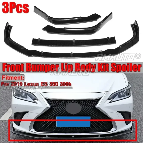 Gloss Black 3pcs Car Front Bumper Lip Splitter Spoiler Diffuser For Lexus ES 350 300h 2019 Trim Bumper For Lexu Body Kit