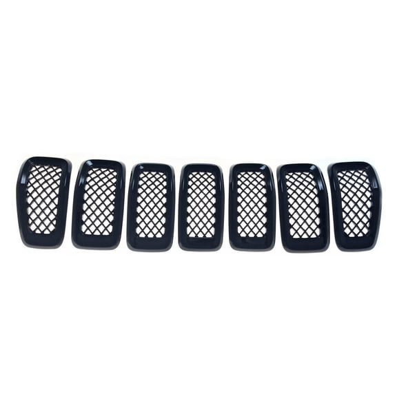 Gloss Black ABS Grille Overlays 7Pc Fits Jeep Cherokee 2014-2018 ABS6473BLK