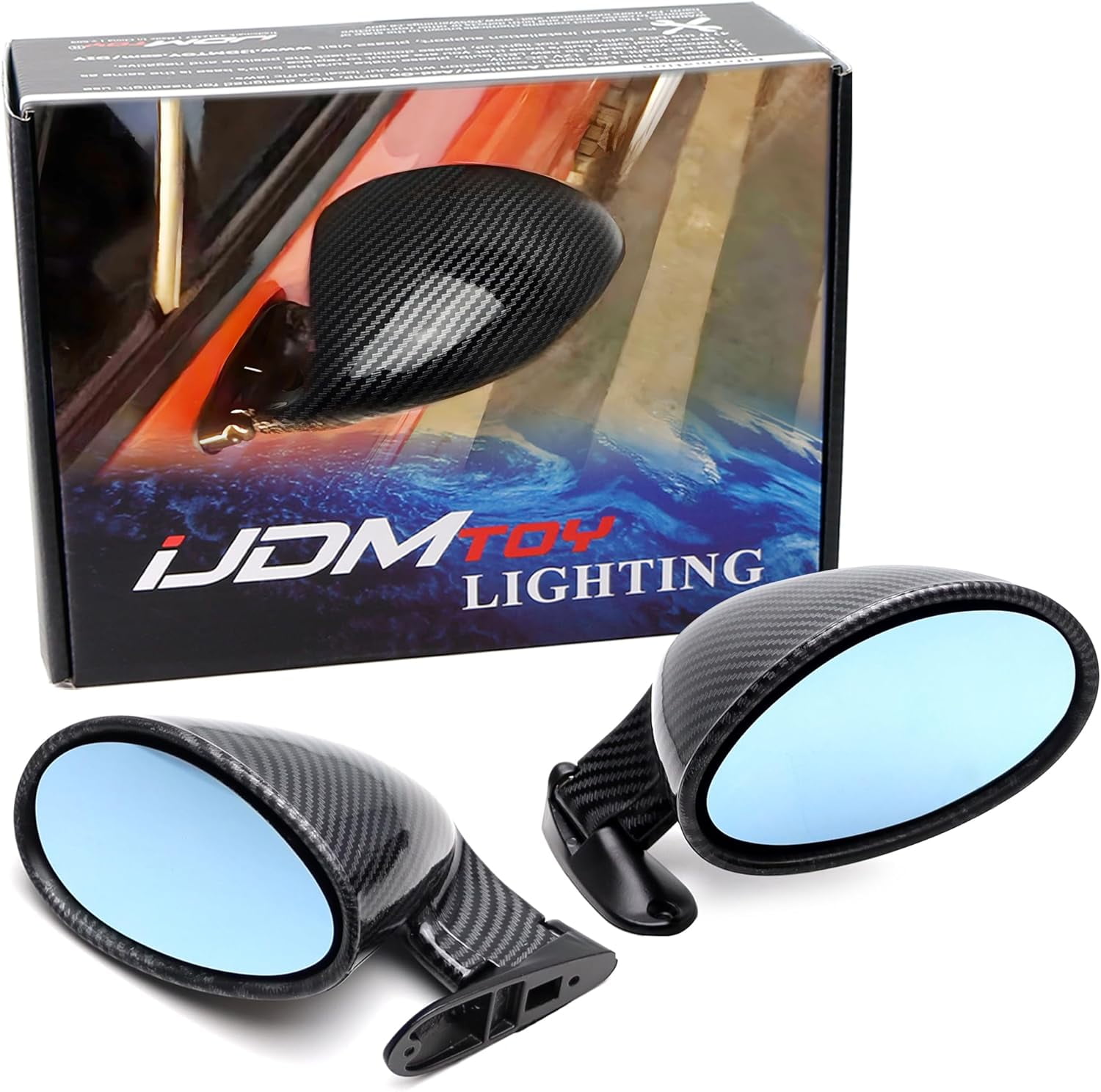 Gloss Black Carbon Fiber Pattern Blue Tinted Glass California Retro ...