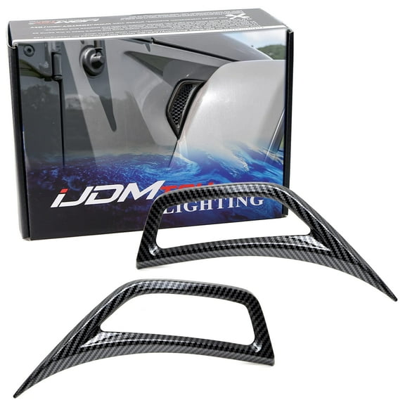 Gloss Black "Carbon Fiber" Pattern Fender Side Grille Mesh/Vent Opening Decoration Trims For Jeep 2018-up Wrangler JL & 2020-up Gladiator JT