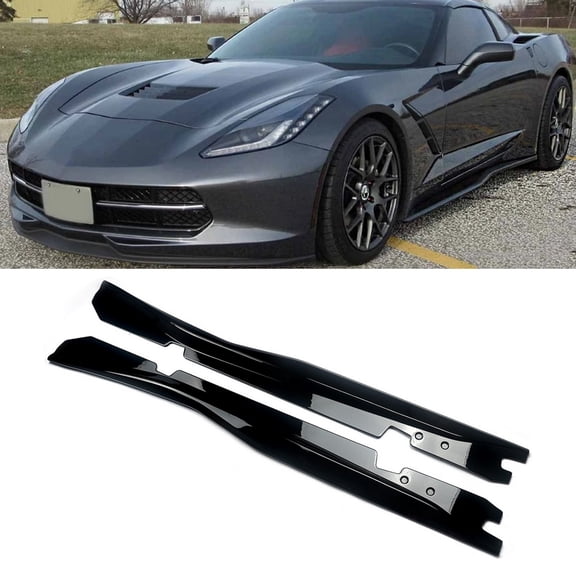 Gloss Black Fits For 2014-2019 Chevy Corvette C7 Z06 Style Side Skirts Extension