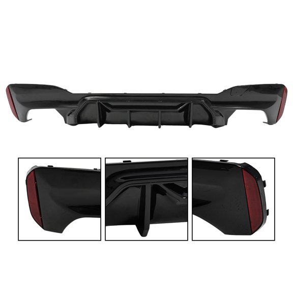 Gloss Black For 17-23 BMW G30 5 Series M Competition Style Rear Bumper Diffuser