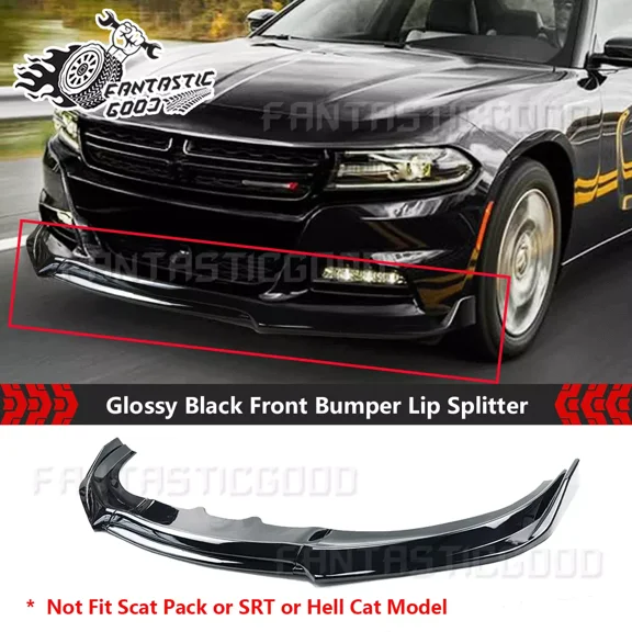 Gloss Black For Dodge Charger SXT GT SE 15-21 V3 Style Front Bumper Lip Splitter