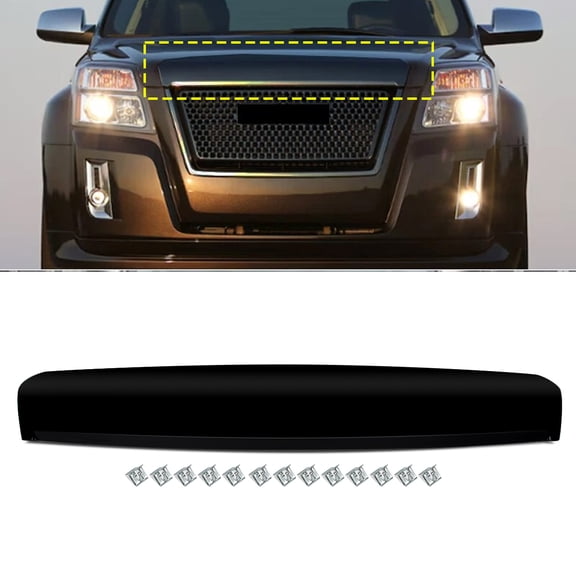 Gloss Black Front Bumper Upper Hood Molding Trim Panel For GMC Terrain SLE SLT Denali 2010-2015