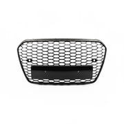 Gloss Black Honeycomb Front Grille Bumper Guard for Audi A4 2013-2016   ABS   Sport Tuning Direct Replacement   Integrated Fog Light Frame   No Logo   Lightweight, Durable   Color Gloss black