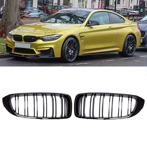 Gloss Black Kidney Grill Grille Twin Bar For BMW 4 Series F32 F33 F36 M4 14-20