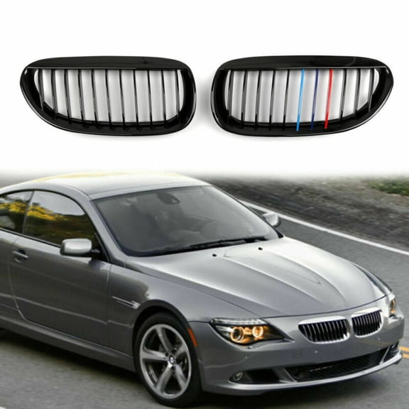 Gloss Black M Color Grille For BMW 04-10 E63 E64 650i 645Ci M6 Coupe Convertible